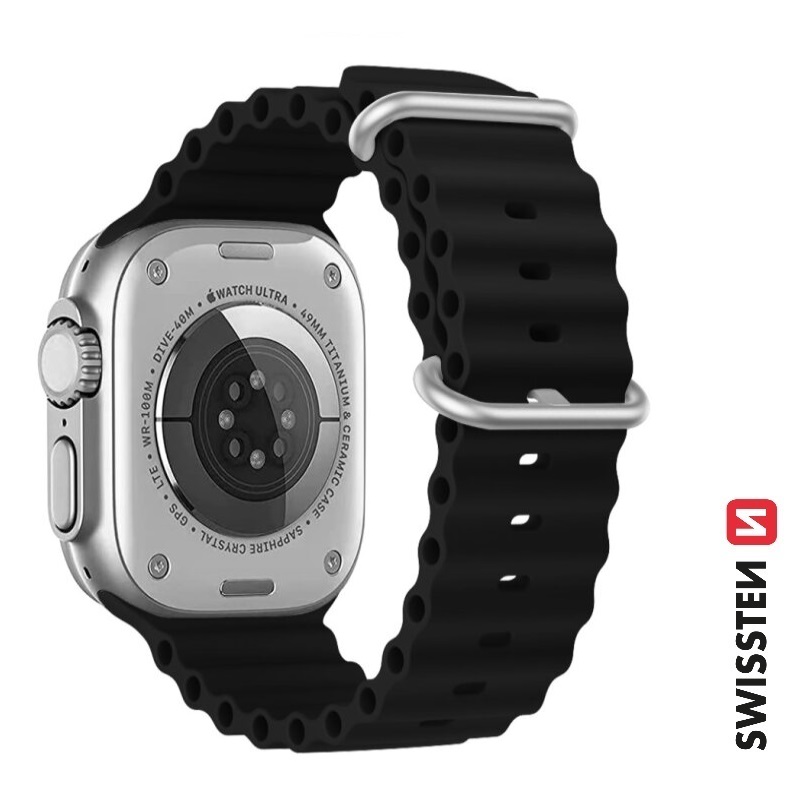 Swissten Marine Straps řemínek Apple Watch 42/44/45/49 mm, černý