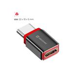 Swissten Nabíjecí adaptér s blokací dat DataGUARD USB-C (samec) / USB-C (samice), černý