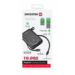 SWISSTEN POWER BANK 10000 mAh PD 22,5 W S INTEGROVANÝM KÁBLOM USB-C A SVETELNÝM KÁBLOM (kompatibilný s MagSafe)