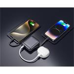 SWISSTEN POWER BANK 10000 mAh S INTEGROVANÝM USB-C A SVETELNÝMI KÁBLAMI STRIEBORNÁ STRIEBORNÁ