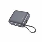 Swissten Power bank Space 10000mAh 35W s integrovaným kabelem USB-C, stříbrná