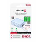 Swissten Power bank Space 10000mAh s integrovanými kabely USB-C a Lightning, modrá