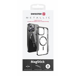 SWISSTEN Priehľadné puzdro Jelly MagStick Metallic pre iPhone 16 Pro čierne