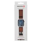 Swissten řemínek Apple Watch kožený 42–49 mm, hnědý  