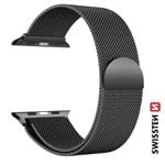 Swissten řemínek Apple Watch milánský 42–49 mm, černý  