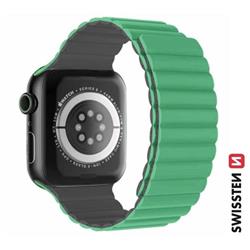 Swissten řemínek Apple Watch silikonový Magnetic 38–41 mm, zeleno-šedý  