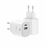 SWISSTEN SÍŤOVÝ ADAPTÉR EDGE GaN 1x USB-C PD 35W + 1x USB-A 18W QC BÍLÝ