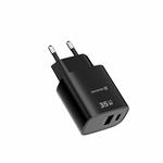 SWISSTEN SÍŤOVÝ ADAPTÉR EDGE GaN 1x USB-C PD 35W + 1x USB-A 18W QC ČERNÝ