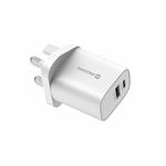SWISSTEN SÍŤOVÝ ADAPTÉR EDGE GaN 1x USB-C PD 35W + 1x USB-A 18W QC, PRO UK ZÁSUVKU BÍLÝ