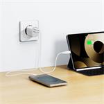 SWISSTEN SÍŤOVÝ ADAPTÉR EDGE GaN 1x USB-C PD 45W + 1x USB-A 18W QC BÍLÝ