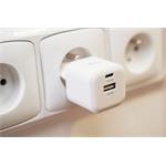 SWISSTEN SÍŤOVÝ ADAPTÉR GaN 1x USB-C 20W PD A 1x USB-A 18W QC BÍLÝ