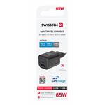 SWISSTEN SÍŤOVÝ ADAPTÉR GaN 2x USB-C 65W PD + 1x USB-A 30W QC ČERNÝ