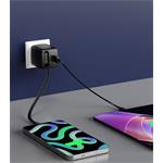 SWISSTEN SÍŤOVÝ ADAPTÉR SlideCHARGE GaN 30W, 1x USB-A 18W SE ZATAHOVACÍM USB-C KABELEM 0.75 M ČERNÝ