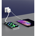 SWISSTEN SÍŤOVÝ ADAPTÉR SlideCHARGE GaN 45W, 1x USB-A 18W SE ZATAHOVACÍM USB-C KABELEM 0.75 M BÍLÝ