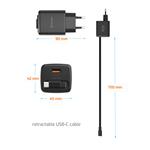 SWISSTEN SÍŤOVÝ ADAPTÉR SlideCHARGE GaN 45W, 1x USB-A 18W SE ZATAHOVACÍM USB-C KABELEM 0.75 M ČERNÝ