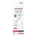 SWISSTEN SÍŤOVÝ ADAPTÉR SMART IC 2x USB 2,1A POWER + DATOVÝ KABEL USB / MICRO USB 1,2 M BÍLÝ