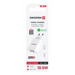 SWISSTEN SÍŤOVÝ ADAPTÉR SMART IC 2x USB 2,1A POWER + DATOVÝ KABEL USB / TYPE C 1,2 M BÍLÝ