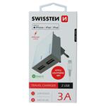 Swissten adaptér Smart IC 2× USB 3A + Lightning MFi kabel, bílý  