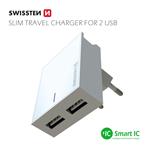 Swissten adaptér Smart IC 2× USB 3A + Micro USB kabel, bílý  