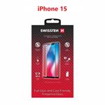 Swissten sklo Full Glue Apple iPhone 15, černé 