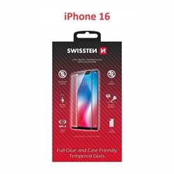 Swissten Sklo Full Glue, Color Frame, Case Friendly pro Apple iPhone 16, černé