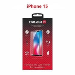 Swissten sklo Full Glue iPhone 15, černé  