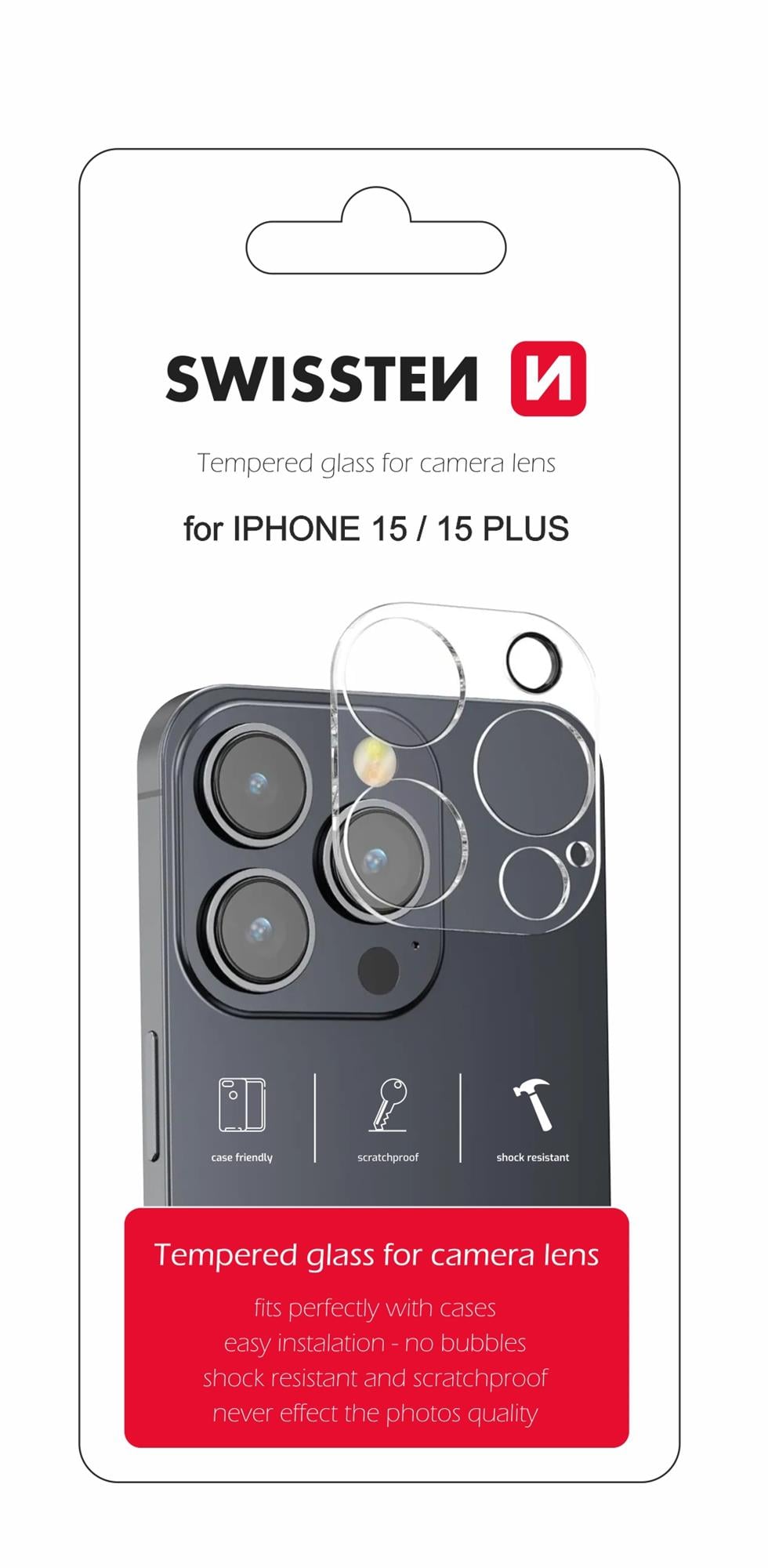 Swissten sklo na objektív iPhone 15 / 15 Plus