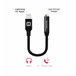 Swissten Textile audio adaptér Lightning/Jack 0,15 m, černý