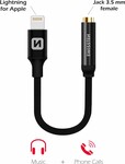 Swissten Textile audio adaptér Lightning/Jack 0,15 m, čierny