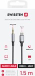 Swissten Textile audio adaptér USB-C/3,5 mm jack, 1,5 m, čierny