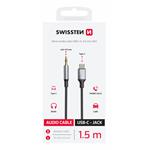 Swissten Textile audio adaptér USB-C/3,5mm Jack 1,5 m, černý