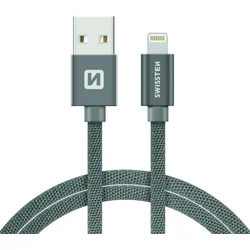 Swissten kabel Lightning MFi 1.2 m, šedý