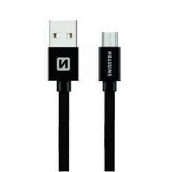 SWISSTEN Textile Micro USB, datový kabel, černý, 0,2 m 71522101 - Mobilní telefony - příslušenství