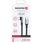 Swissten Textilní datový kabel Arcade USB-C / USB-C 2m 5A (100W) pro notebooky, černý