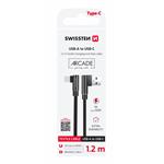 Swissten Textilní datový kabel Arcade USB / USB-C 1,2m, černý