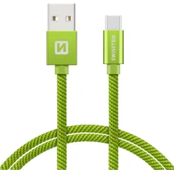 Swissten kabel USB-C, zelený, 2 m  