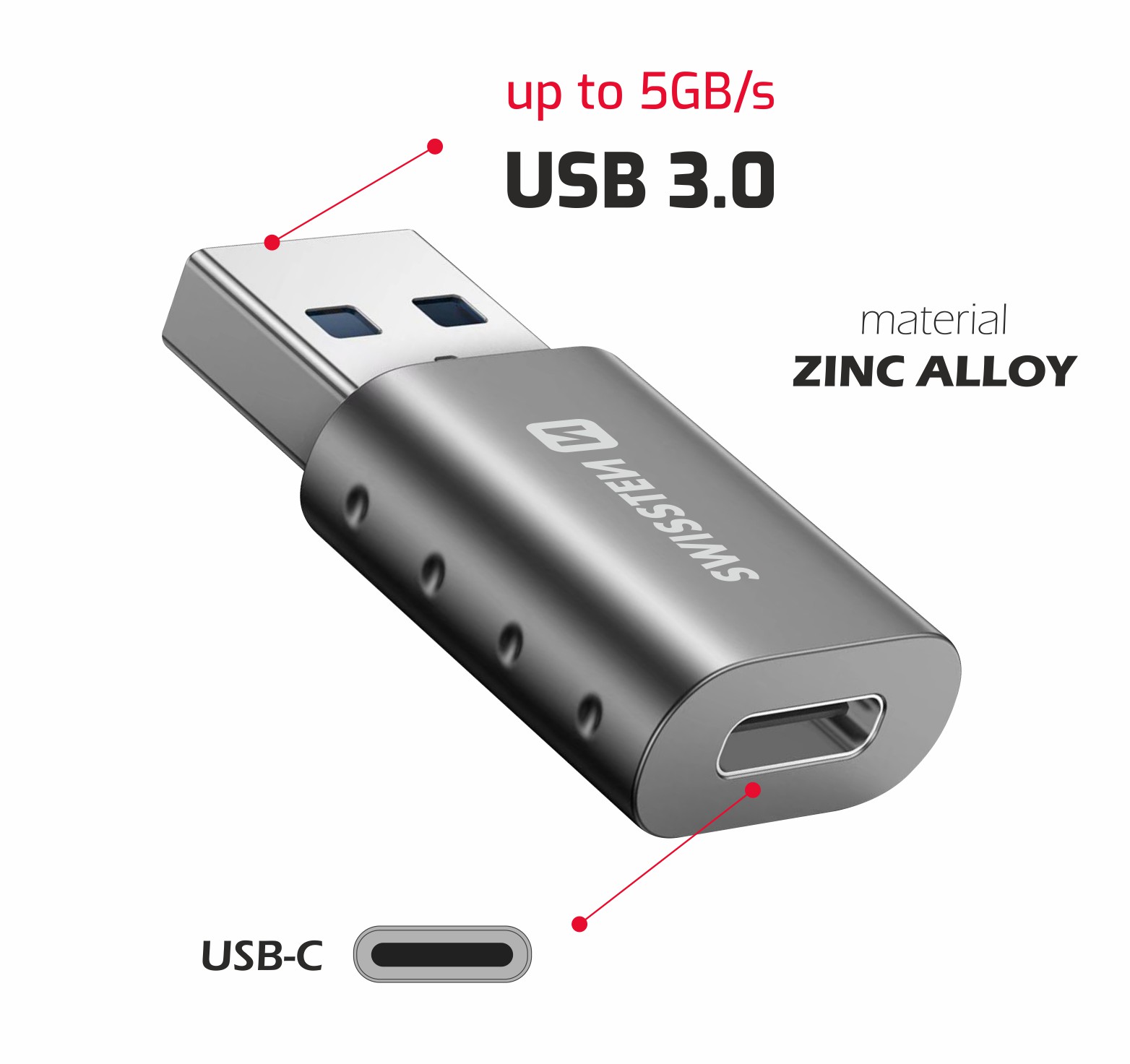 Swissten USB-A/USB-C adaptér