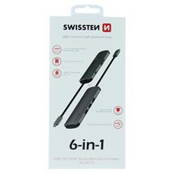 Swissten USB-C hub 6v1, aluminium  