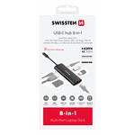 SWISSTEN USB-C HUB 8-IN-1 (USB-C 100W, HDMI 4K, LAN RJ45, 2x USB-A, 1x USB-C 5GBps, SD, MICRO SD) ALUMINIUM
