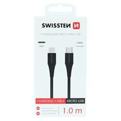 SWISSTEN USB-C /microUSB, datový kabel, černý, 1,0 m