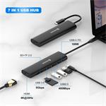 Swissten USB-C rozbočovač 7 v 1, hliník  