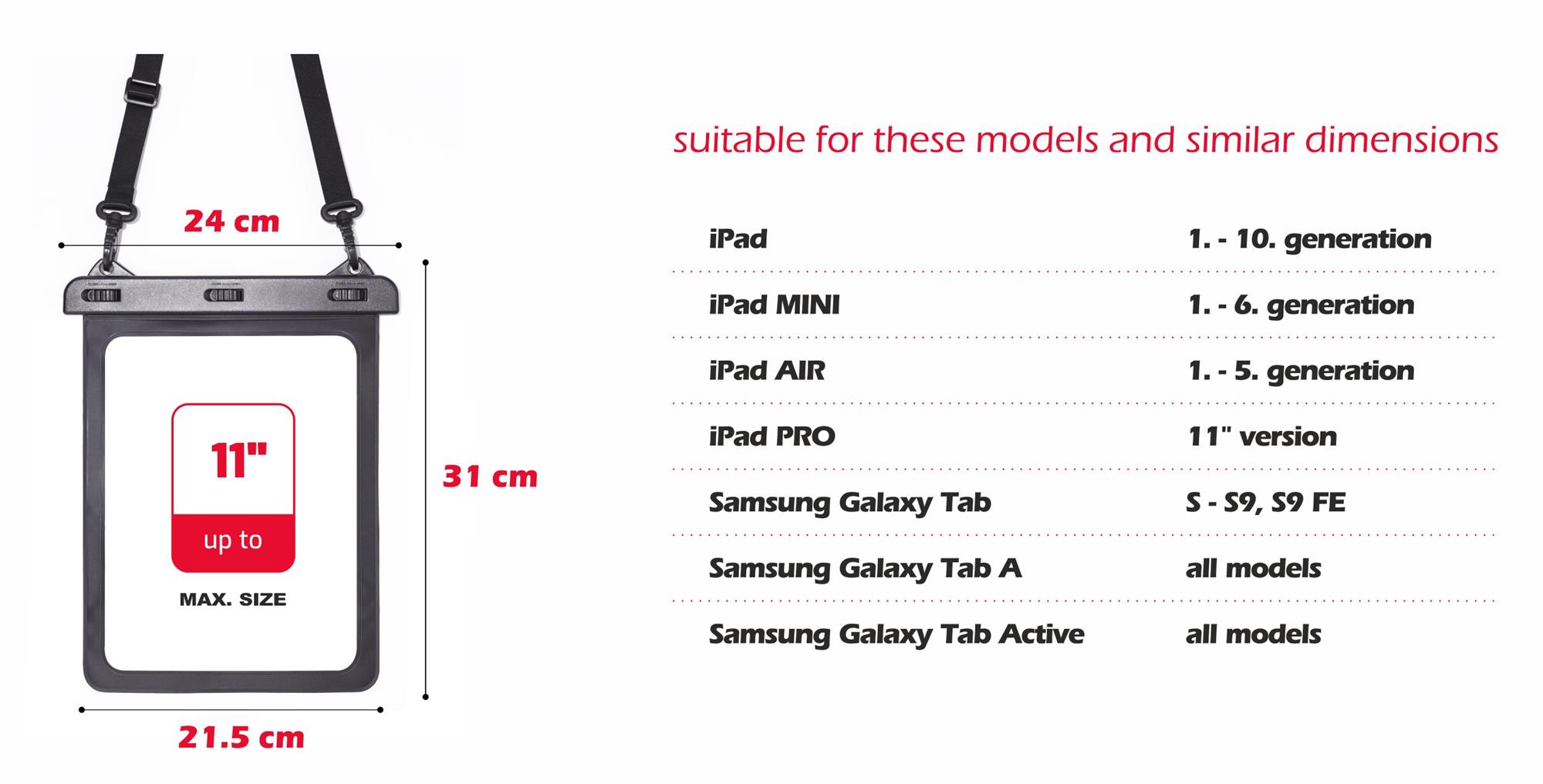 Swissten vodotěsné pouzdro pro tablet 11", černé