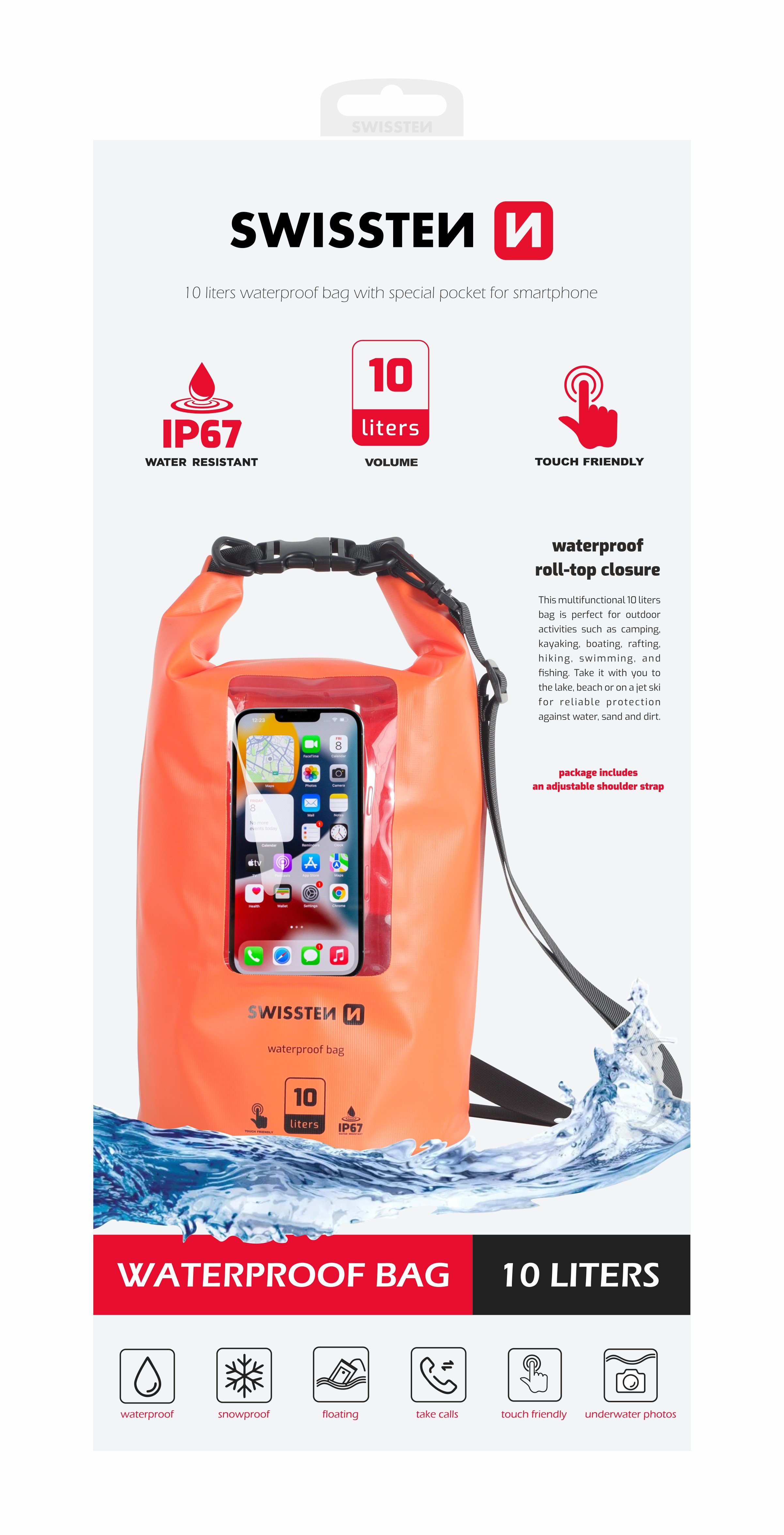 Swissten Waterproof 10L, oranžové