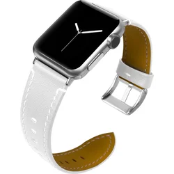 Tactical Color kožený řemínek pro Apple Watch 4 44mm White - bílý
