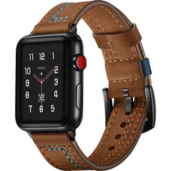 Tactical Color Line kožený řemínek pro Apple Watch 1/2/3 44mm Brown - hnědý