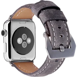Tactical Supper Me Kožený Pásek pro Apple Watch 4 44mm Grey - šedý