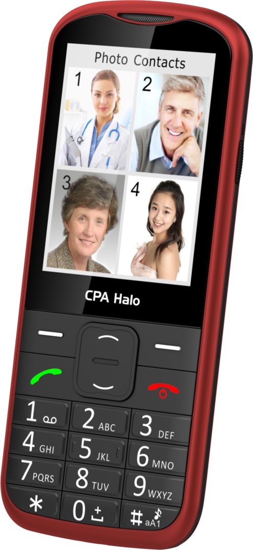 Telefon CPA Halo 28 Senior červený s nabíjecím stojánkem