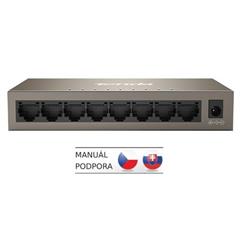 Tenda TEG1008M 8-port Gigabit Switch, 8x 10/100/1000 Mb/s, Fanless, MAC 4K, napájení AC/DC, i na zeď