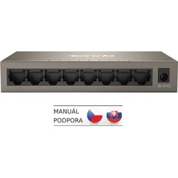 Tenda TEG1008M 8-portový gigabitový prepínač, 8x 10/100/1000 Mbps, bez ventilátora, MAC 4K, AC/DC napájanie, možnosť montáže na stenu