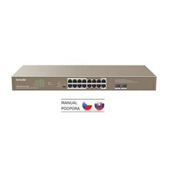 Tenda TEG1118P-16-250W PoE AT Gigabit switch 16x 1Gb/s PoE 802.3af/at + 2x SFP 1Gb/s, PoE+ 230W,Rack